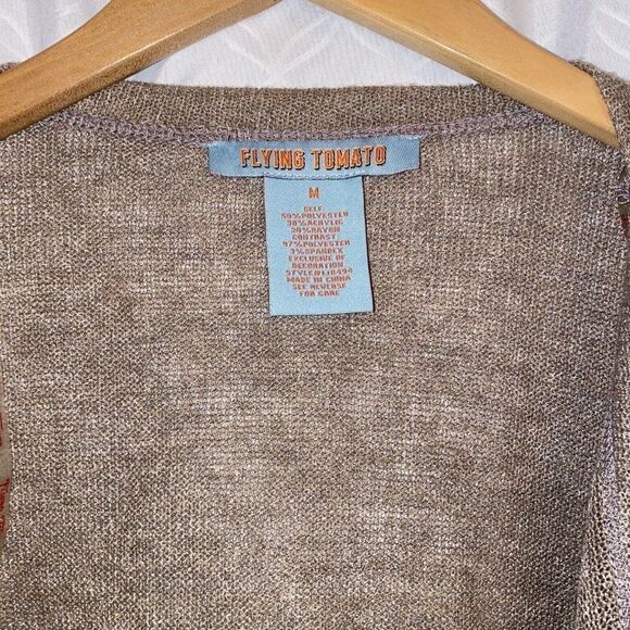 Flying Tomato Open Cardigan Aztec Sleeves med - Picture 2 of 4